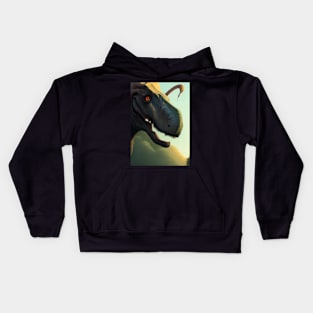 SCARY GREEN DINOSAUR Kids Hoodie